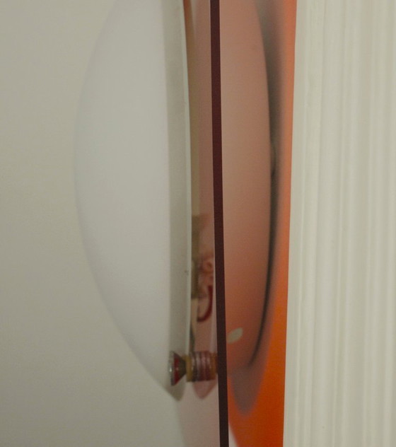 Image 1 of Rode wandlamp in mid-century stijl, gemaakt van acryl en mat glas, met een geometrische vormgeving uit de jaren 70.