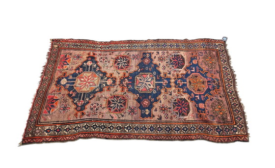 Image 1 of Handgeknoopt oosters wol antiek Kaukas Kazak tapijt nomad 122x195cm