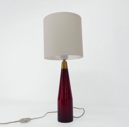 Scandinavische rood glazen lamp Kastrup Denemarken 1960