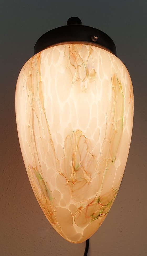 Image 1 of Art-Deco-Wandleuchte aus Opalglas