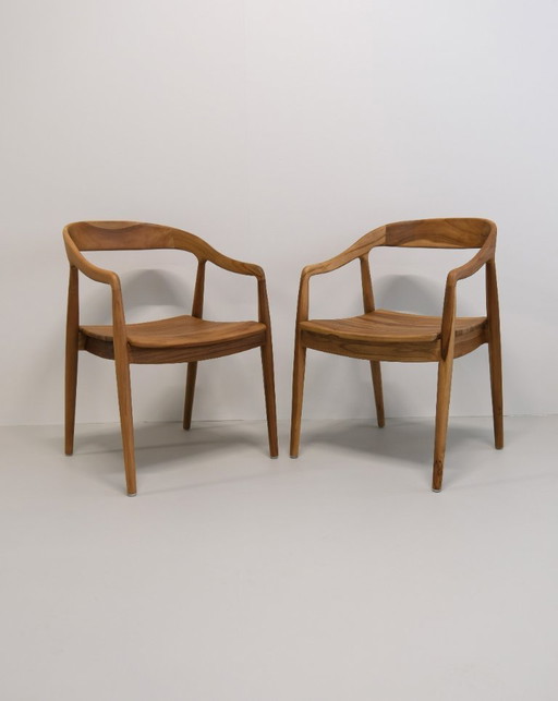 Eetkamerstoelen – massief teak (set van 6)