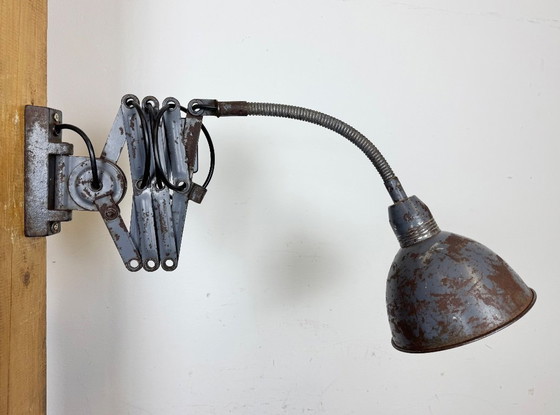 Image 1 of Grey Industrial Scissor Wall Lamp from Elektroinstala, 1960s