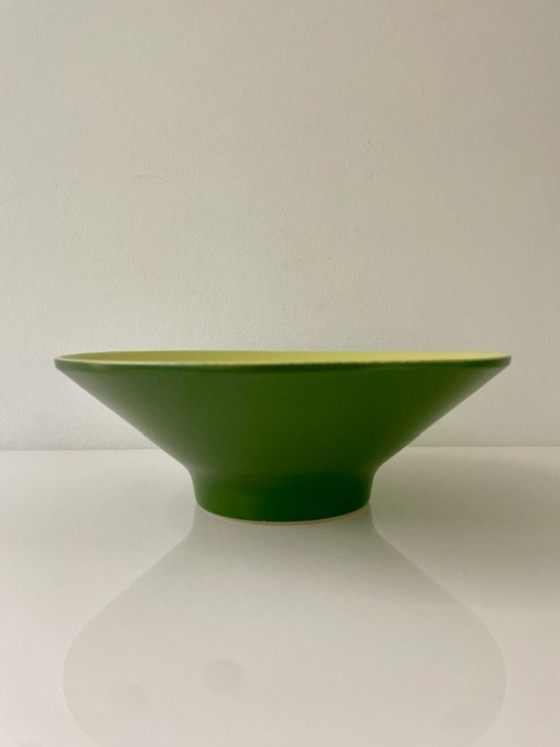 Image 1 of Ciotola in ceramica vintage di metà secolo – verde scuro e verde lime