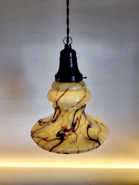 Image 1 of Opalglaslampe im Art-déco-Stil, seltenes Modell, Verreries de Scailmont, Henri Heemskerk, Belgien