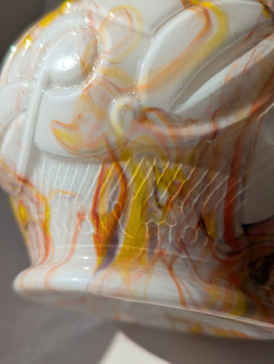 Image 1 of Jarrón bola art déco,Henri Heemskerk, vidrio y opalina, amarillo,púrpura, naranja, años 30