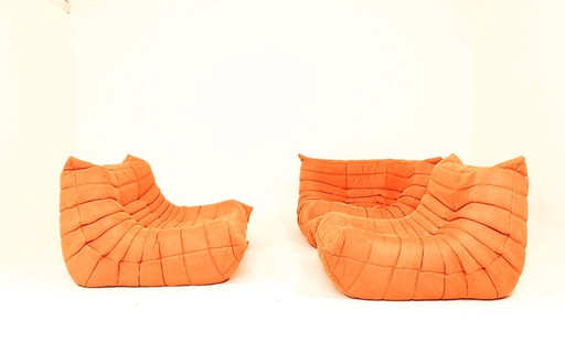 Togo set of 3 pumpkin orange fabric design by Linge Roset 