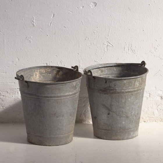 Antique metal buckets (c.1920). Set of 2 pieces – Decorative Objects, Rustic (photo 5 of 16)