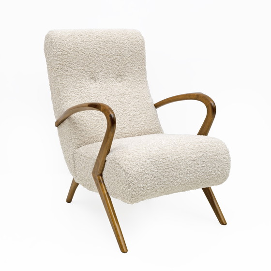 Image 1 of Attribute to Paolo Buffa Mid-Century Modern Italian Bouclé Armchairs, Pair