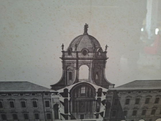 Image 1 of Grabado antiguo del Palacio Real de Caserta, panel X Vanvitelli, década de 1950, 69 x 50 cm.