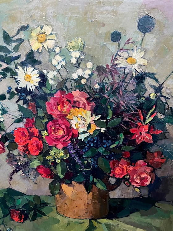 Leo Pringels ( ) "Stilleven met bloemen". – Schilderijen & Tekeningen, Canvas (photo 3 of 8)
