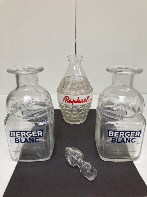 3 Vintage-Aperitif-Karaffen von BERGER BLANC und RAPHAËL