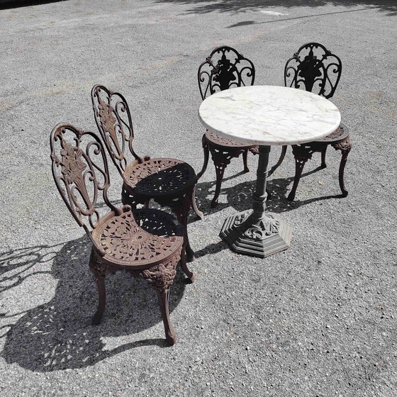 Garten-Set aus Gusseisen mit Stühlen und Tisch – Marmor, Klassiek (photo 5 of 20)
