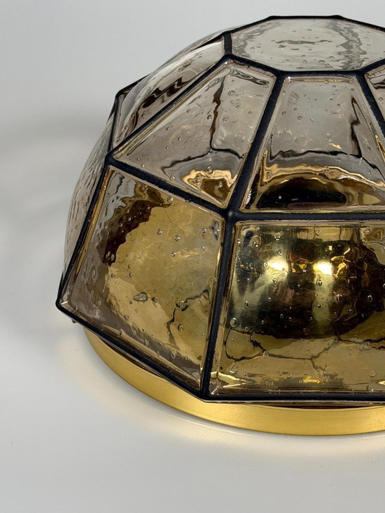 Image 1 of 1960s/70s ceiling lamp, Glashütte Limburg, Germany, Plafoniere, glass & metal