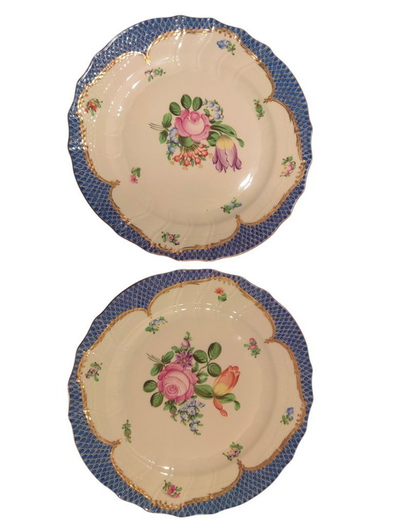 Image 1 of Rari piatti da portata Herend Blue Fishscale (VHB) - Coppia di 2