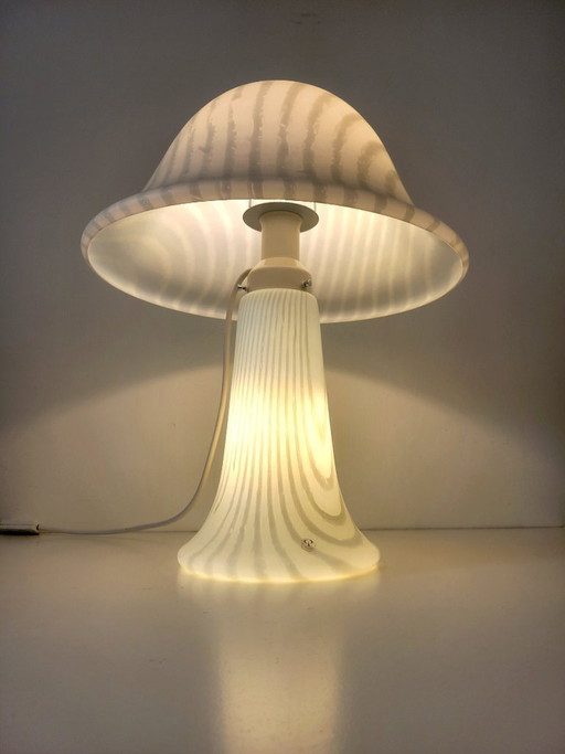 Grande lampe champignon de Peill & Putzler en verre zébré