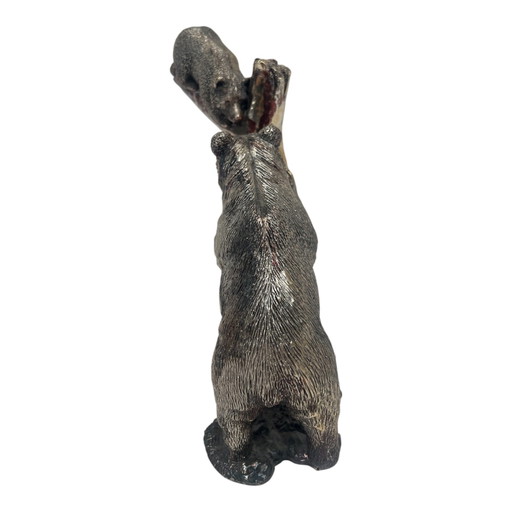 Scultura Zanfeld in argento sterling 999 raffigurante un'orsa con il suo cucciolo.