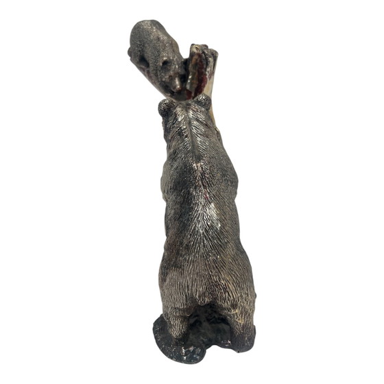 Image 1 of Scultura Zanfeld in argento sterling 999 raffigurante un'orsa con il suo cucciolo.