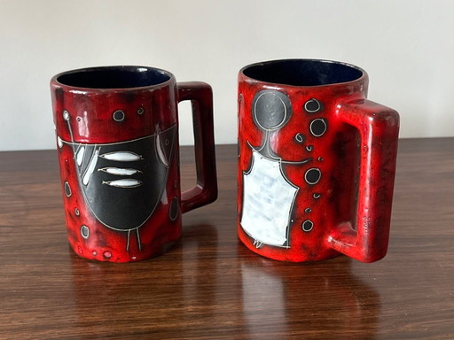 Tazas italianas de San Marino de la década de 1950, estilo Fantoni
