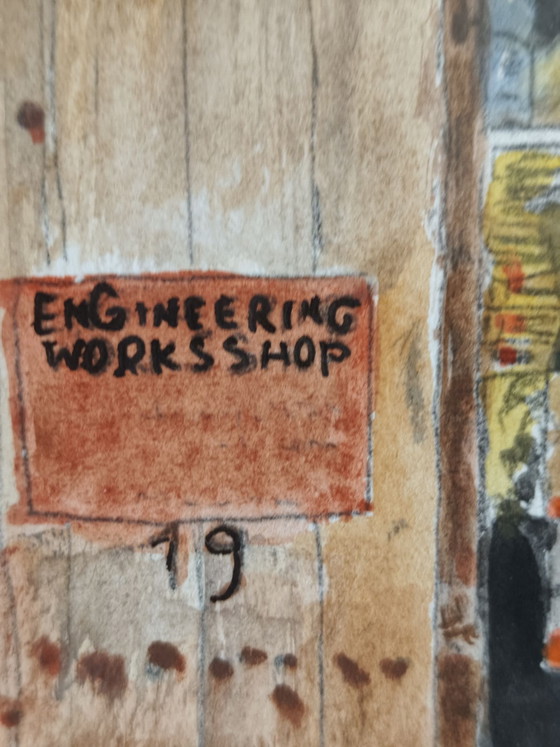 Watercolor "Engineering Works shop", Paintings & Drawings, Paper, Multi Color (photo 2 of 10)