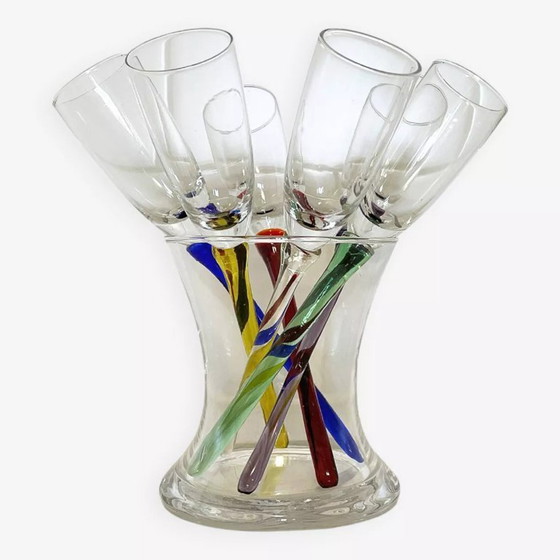 Image 1 of Service neuf Vintage de 6 flûtes à champagne en verre 