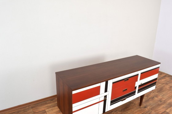 Image 1 of Mid-Century Walnut Sideboard with Hand-Painted Pattern, 1960s.