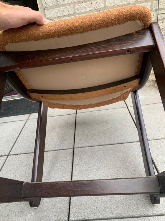 Image 1 of Wengé eetkamer nieuw gestoffeerd tafel met origineel formica blad.