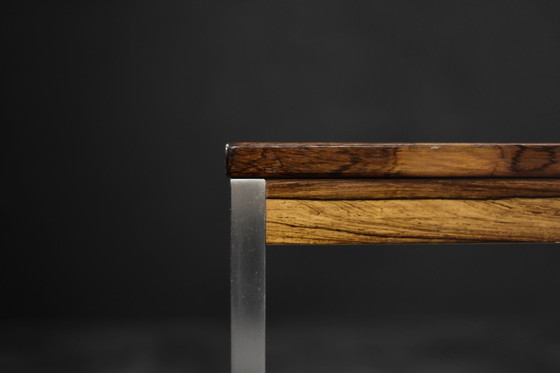 Image 1 of Tavolino da caffè grande vintage Mid-Century moderno in palissandro e alluminio di HMB Möbler Rörvik, Svezia, anni &#39;60