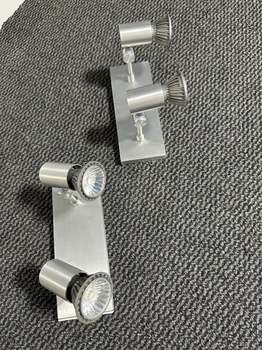 Ceiling/Wall spotlights Lucide 2 Spots Brushed Aluminum