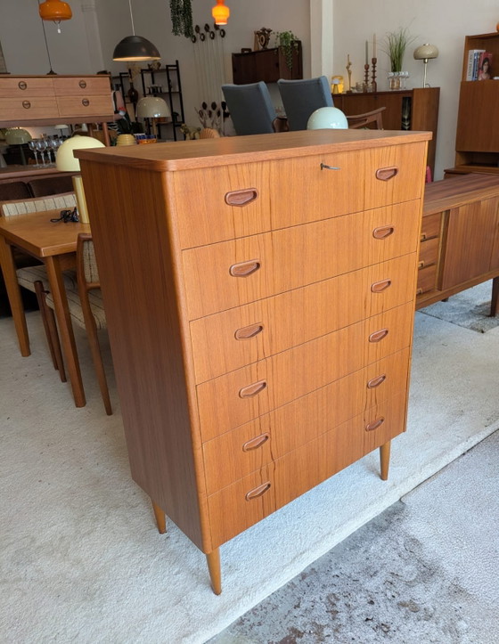 Image 1 of Vintage teak Scandinavian chest of drawers, tallboy