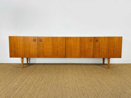Scandinavian teak sideboard with 4 doors and tapered legs, 1960s