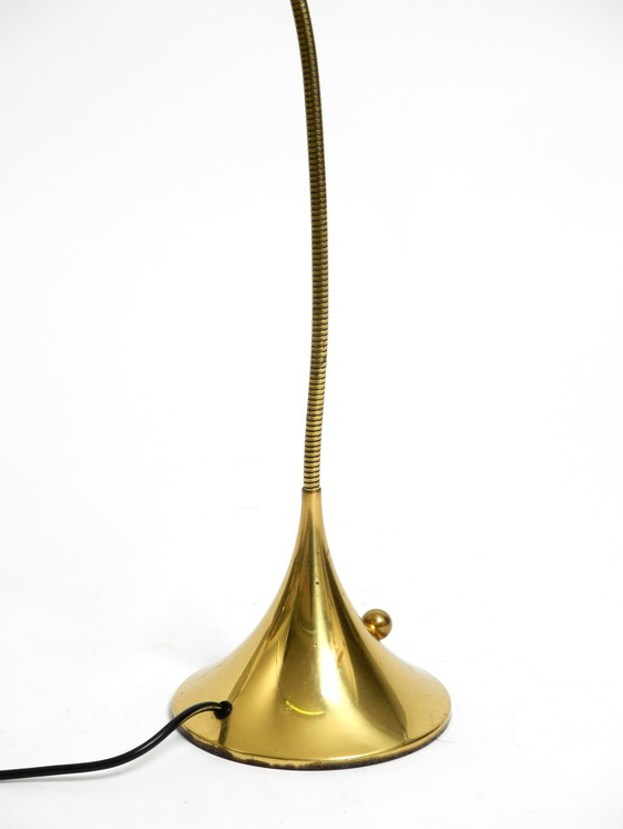 Image 1 of 1980s Brass Halogen Table Lamp by Florian Schulz Model Esa with Gooseneck