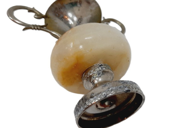 Image 1 of Vintage small decorative amphora with onyx