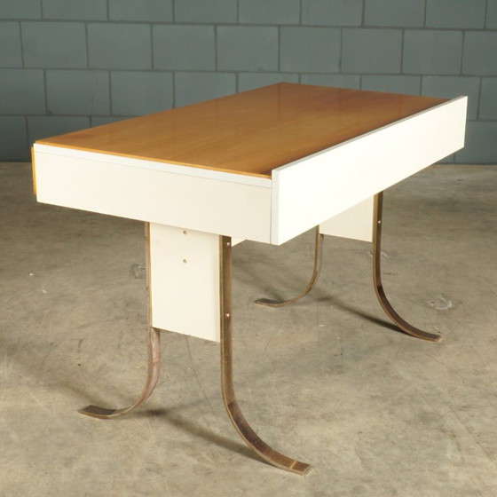 Bureau design vintage avec pieds traîneaux chromés – années 1970 – Bureaux, Metal, Wood (photo 20 of 24)