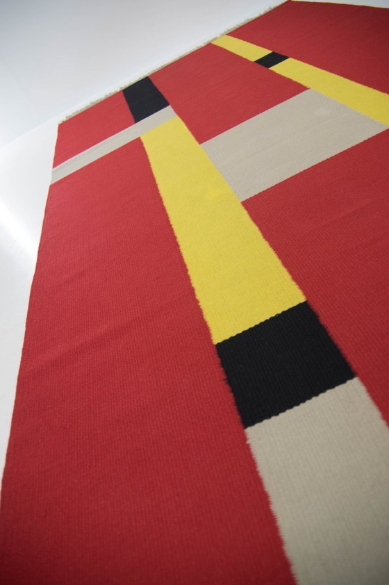 Image 1 of Tapis géométrique Bauhaus rare, années 1940