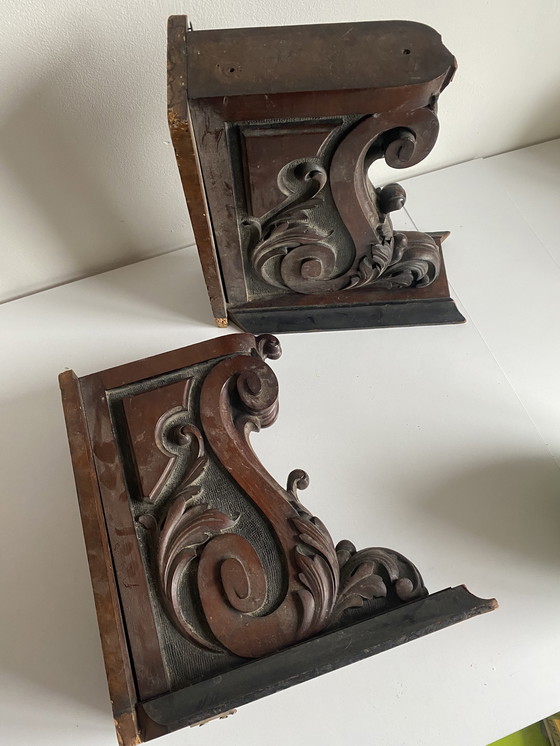 Image 1 of George II-stijl mahoniehouten wandconsoles (Engels, circa 1750).