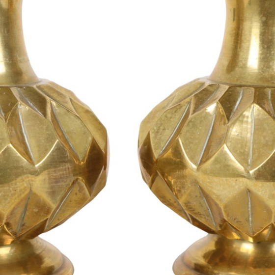 Paire de vases en laiton, motif géométrique, 15 cm – Brass (photo 6 of 13)