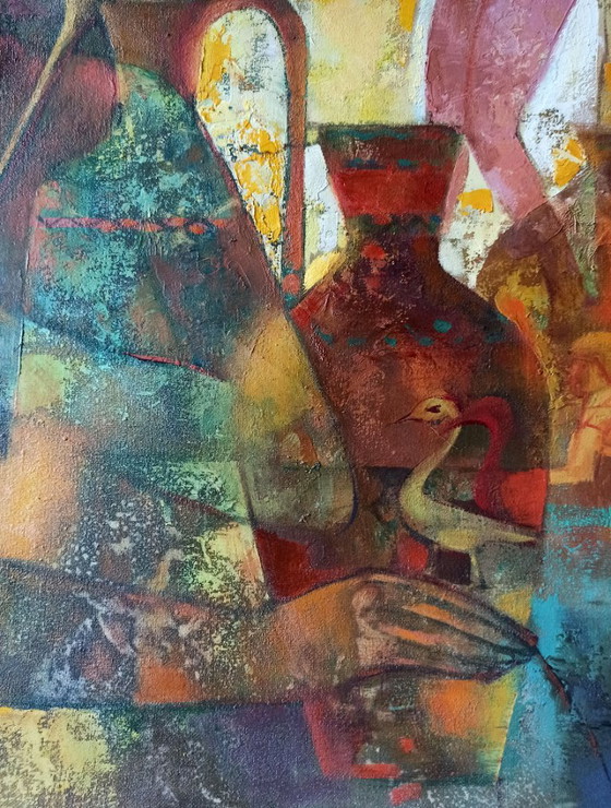 Original Oil Painting Abstract Figurative Girl Gifts to Pharaoh – Paintings & Drawings, Canvas (photo 9 of 13)