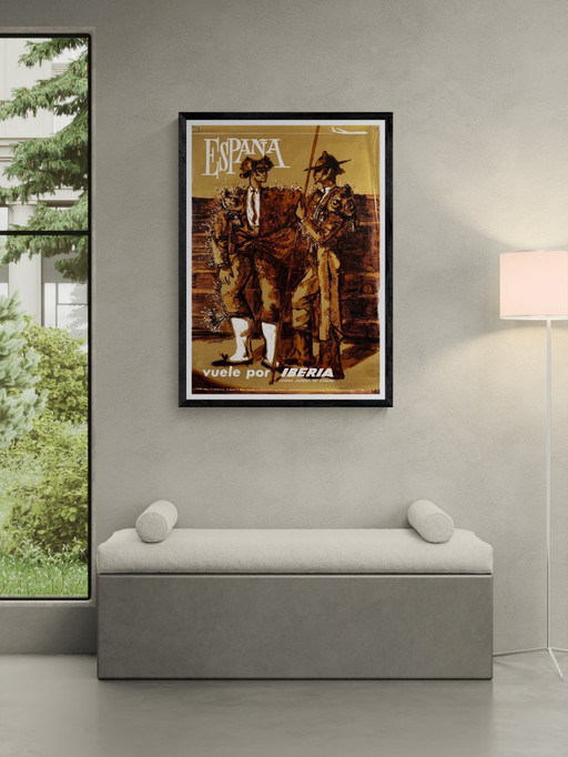 Iberia – Spanje – 1967 – Originele vintage luchtvaartposter – Reizen in de stijl van mid-century modern – 100x70 cm