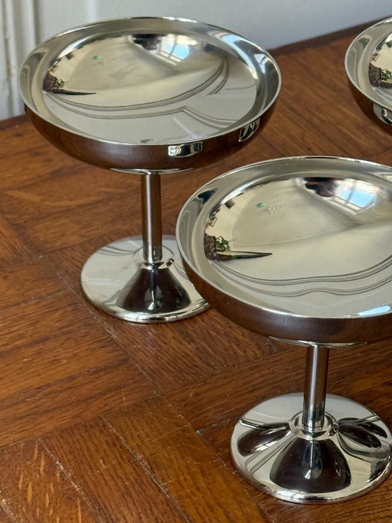 Image 1 of Set of 6 stainless steel stemmed bowls