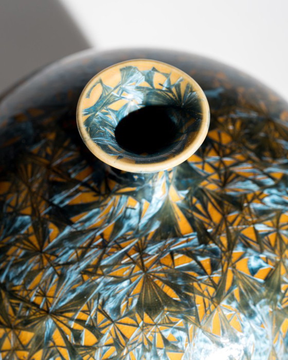 Image 1 of Crystalline Glaze Ceramic Vase Attributed Monogram “ML”, Germany, 20th Century