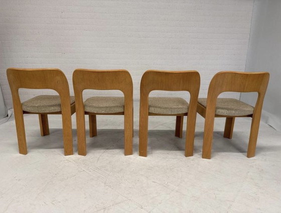 Image 1 of Sedie brutaliste di metà secolo – set di 4 – in compensato scultoreo