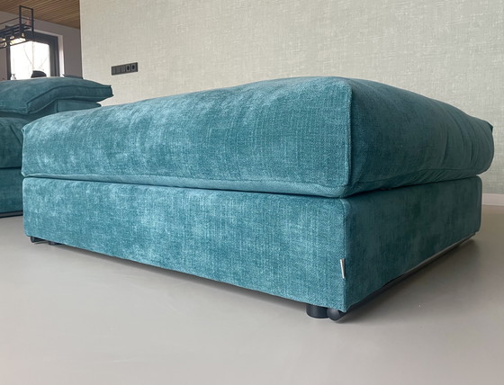 Image 1 of Nieuw Groen Blauwe Hocker Poef Melchior