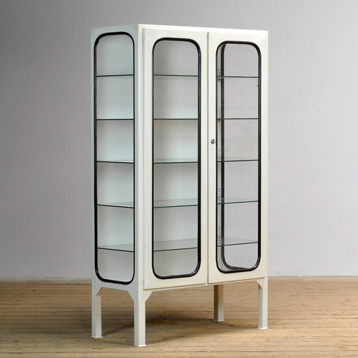 Cabinet médical vintage en fer et verre, 1970