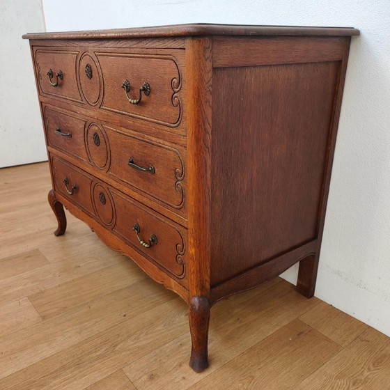 Wooden Chest of Drawers, Bathroom Cabinet with Three Drawers, Metal, Brown, Vintage (photo 4 of 12)
