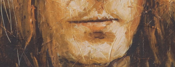 Image 1 of Oliver Jordan (1958) - Portrait de John Lennon - 2005 - Huile sur microsillon - 43 x 43 cm