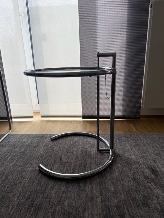 Eileen Gray Adjustable Table E1027 – Original ClassiCon – Knoll, Tables d'appoint, Chrome, Verre (photo 2 of 6)