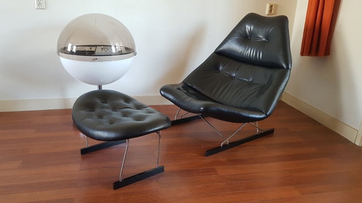 Artifort F592 Sessel inkl. Ottomane – fauteuils, Leather, Metal (photo 2 of 13)