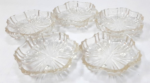 5 x Vintage kleine Marmeladenteller aus Glas