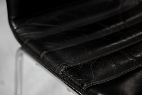 Image 1 of Vintage Mid-Century Minimalist Chrome & Black Leather Club Chairs from POL International, 1960s, Set of 2