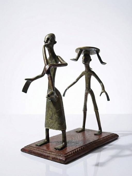 Fon figurine, Dahomey, Benin, vintage craftsmanship 1950s-1970s brass/bronze